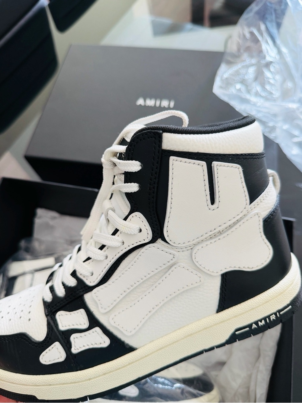 AMIRI Men’s Black & White High-Top Leather Sneakers